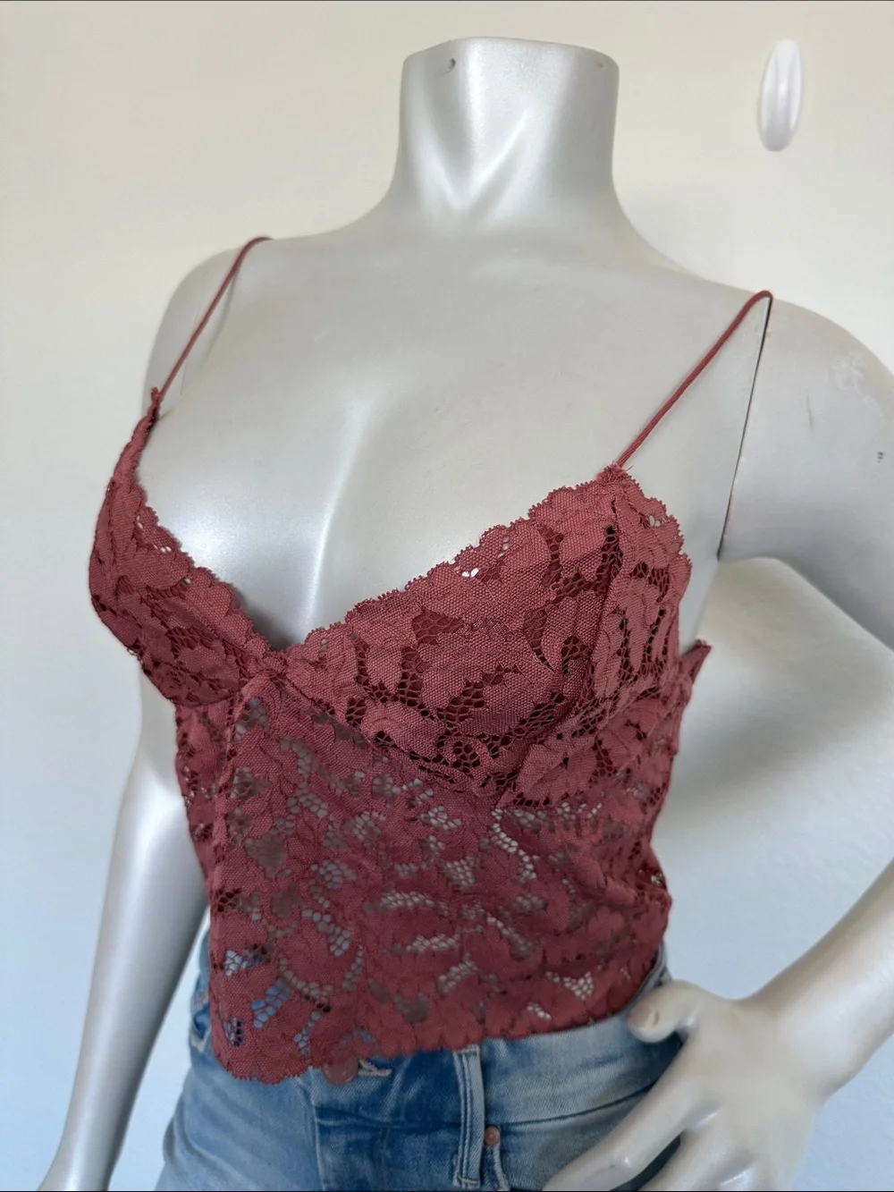 Intimately by Free People Lacey Lace Bra Cami in Dusty Rose